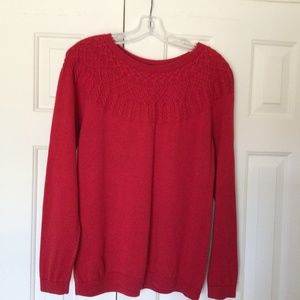 Talbots Cable Crewneck Sweater in Red size L